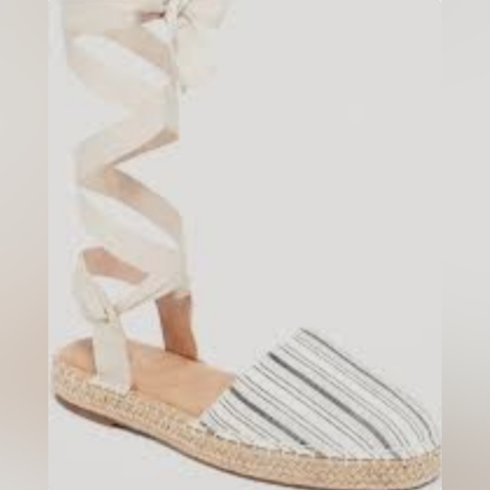 Old Navy Black and White Striped Espadrille Flats Size 9